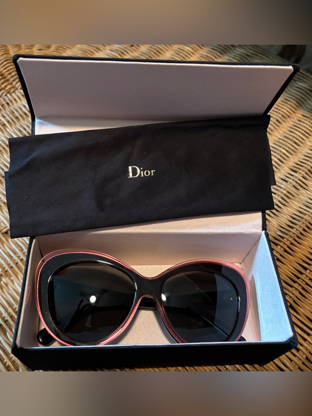 Dior Oversized Sunglasses in Black with Pink Trim - Picture 5 of 5